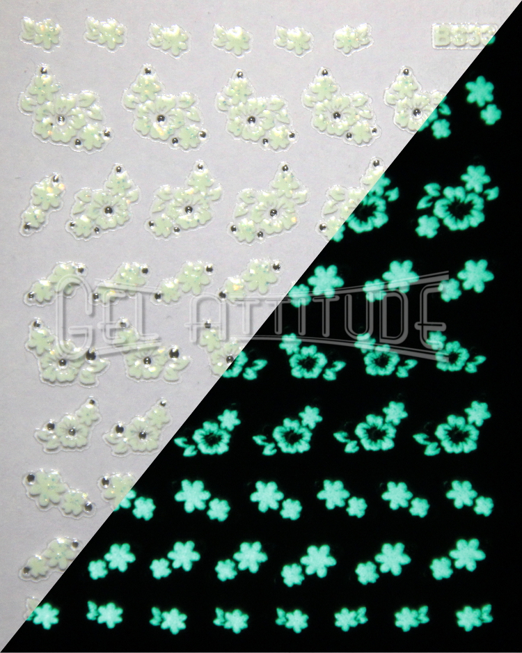 Stickers ongles phosphorescents "Fleurs 4"