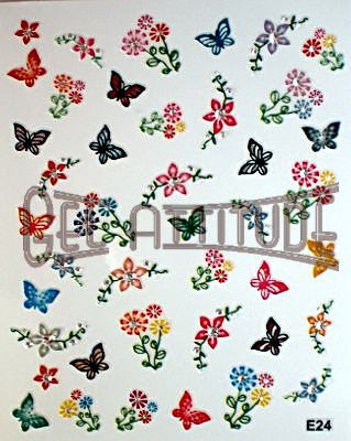 Sticker d' ongle "Fleurs & papillons"