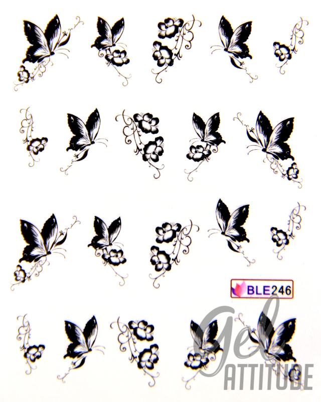 Stickers ongles Nail Art : Papillons noirs