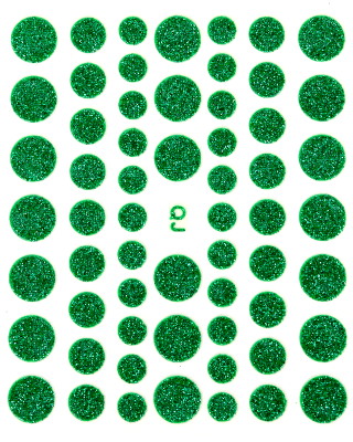 Stickers ongles Nail Art : bouton vert pailleté